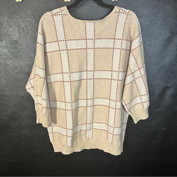 89th & Madison Tan Plaid Sweater Size 2X - Picture 2 of 8